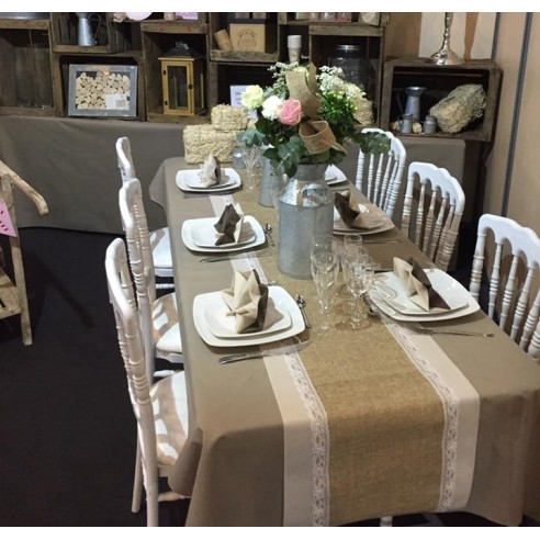 Chemin de table jute avec dentelle 29cmx5m