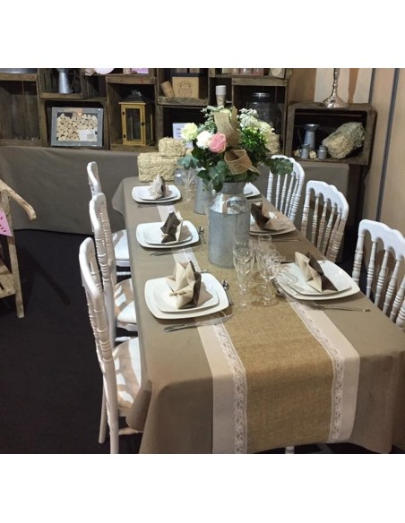 Chemin de table jute avec dentelle 29cmx5m