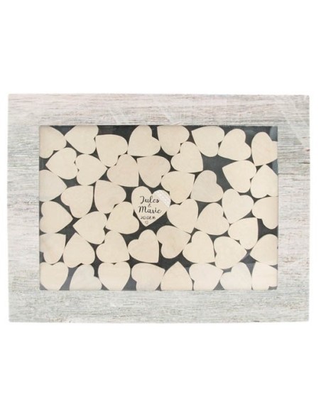 Cadre avec 45 coeurs en bois