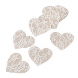 Set de 12 coeurs lin et dentelle à disperser