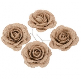 Set de 4 roses en jute 5cm