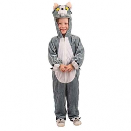 Costume peluche chat gris enfant