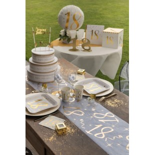 Chemin de table or et blanc - 18 ans 2