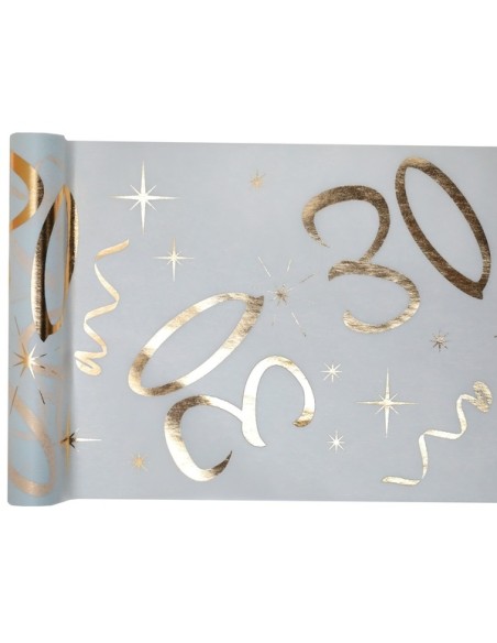 Chemin de table or et blanc - 18 ans