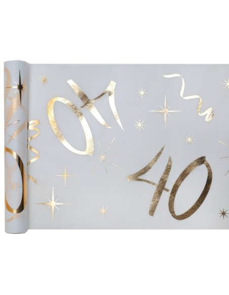 Chemin de table or et blanc - 18 ans