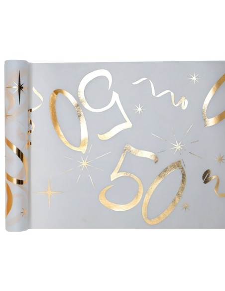 Chemin de table or et blanc - 18 ans