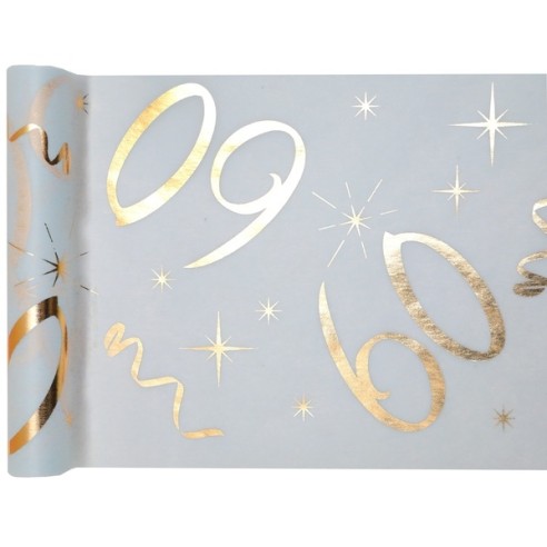 Chemin de table or et blanc - 18 ans