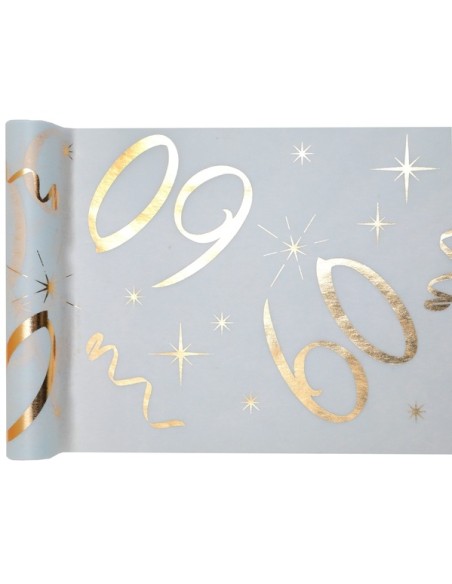 Chemin de table or et blanc - 18 ans