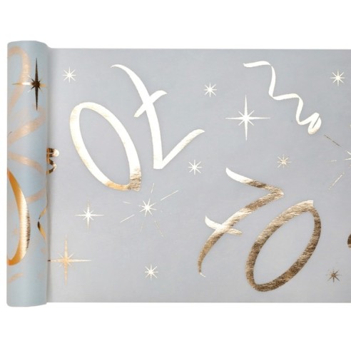 Chemin de table or et blanc - 18 ans