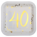 10 assiettes âge or et blanc - 40 ans