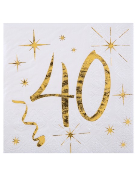 20 serviettes âge noir et blanc - 18 ans