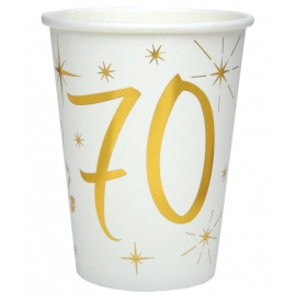 10 gobelets âge or et blanc - 70 ans