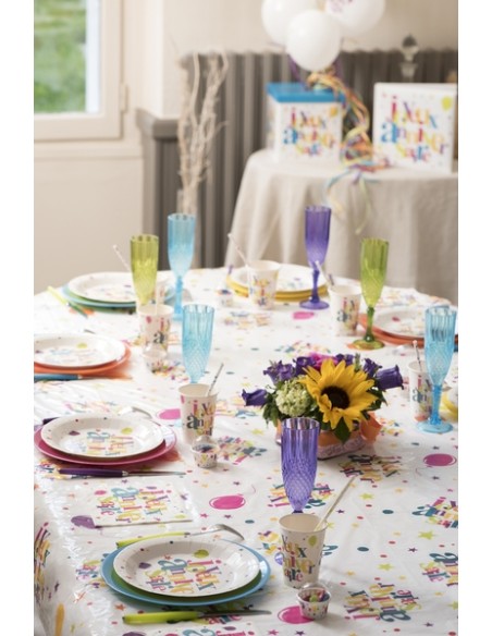 10 gobelets joyeux anniversaire - Festif multicolore