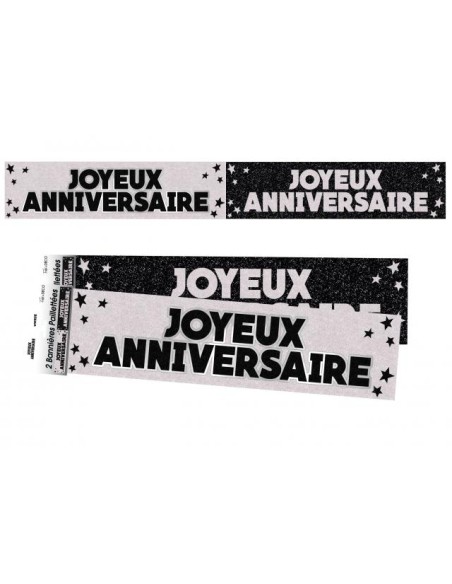 Bannière Joyeux anniversaire paillettes - Bleu