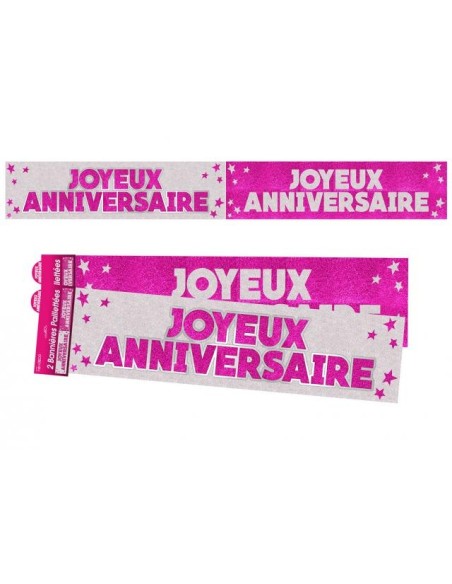 Bannière Joyeux anniversaire paillettes - Bleu