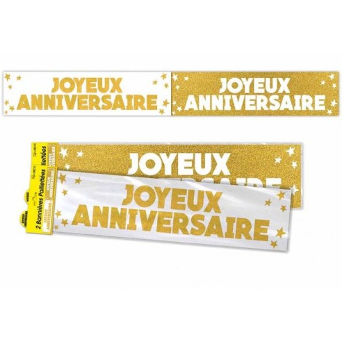 Bannière Joyeux anniversaire paillettes - Bleu