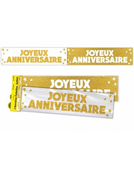 Bannière Joyeux anniversaire paillettes - Bleu