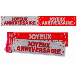 Bannière Joyeux anniversaire paillettes - Rouge