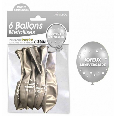 6 ballons joyeux anniversaire - Cuivre