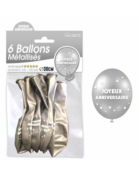 6 ballons joyeux anniversaire - Cuivre