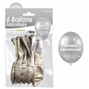 6 ballons joyeux anniversaire - Argent