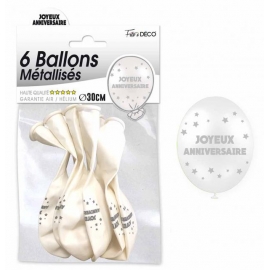 6 ballons joyeux anniversaire - Cuivre