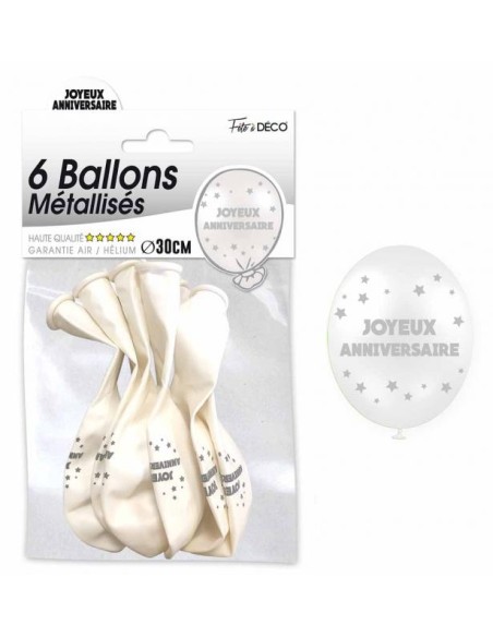 6 ballons joyeux anniversaire - Cuivre