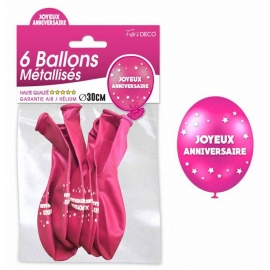 6 ballons joyeux anniversaire - Cuivre