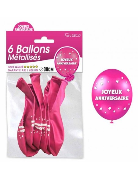 6 ballons joyeux anniversaire - Cuivre