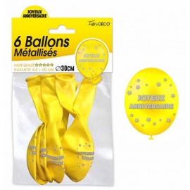 6 ballons joyeux anniversaire - Cuivre