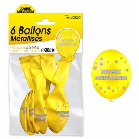 6 ballons joyeux anniversaire - Cuivre