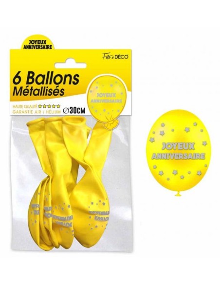 6 ballons joyeux anniversaire - Cuivre