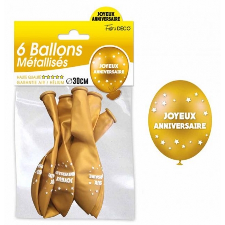 6 ballons joyeux anniversaire - Cuivre