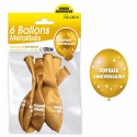 6 ballons joyeux anniversaire - Or