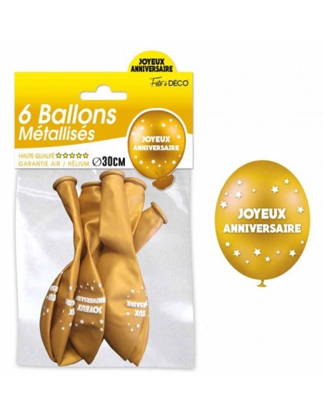 6 ballons joyeux anniversaire - Cuivre