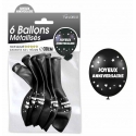 6 ballons joyeux anniversaire - Noir