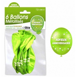 6 ballons joyeux anniversaire - Cuivre