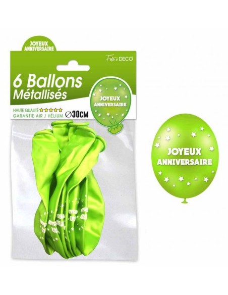 6 ballons joyeux anniversaire - Cuivre