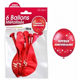 6 ballons joyeux anniversaire - Cuivre