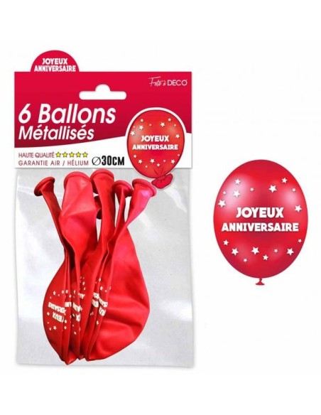 6 ballons joyeux anniversaire - Cuivre