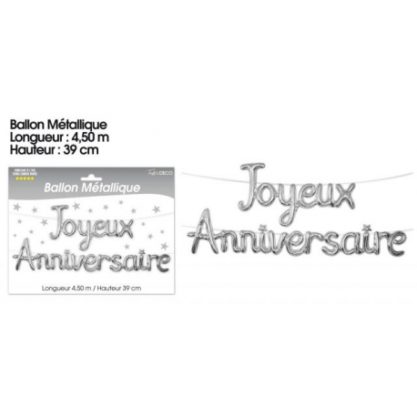 Ballons métalliques joyeux anniversaire - Argent