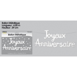 Ballons métalliques joyeux anniversaire - Argent