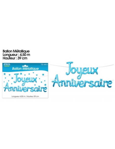 Ballons métalliques joyeux anniversaire - Argent