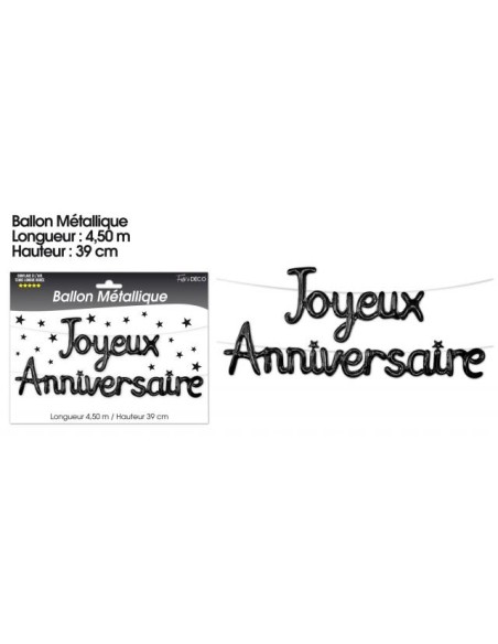 Ballons métalliques joyeux anniversaire - Argent
