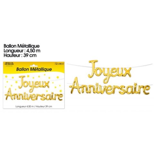 Ballons métalliques joyeux anniversaire - Argent