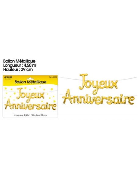 Ballons métalliques joyeux anniversaire - Argent