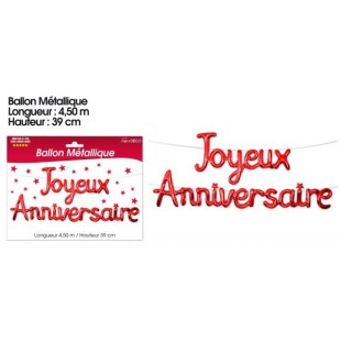 Ballons métalliques joyeux anniversaire - Argent
