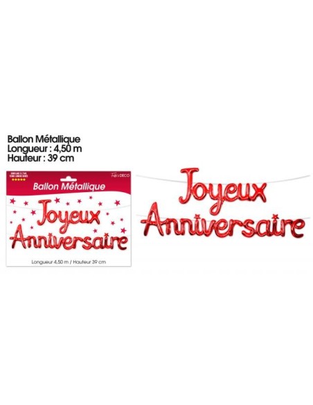 Ballons métalliques joyeux anniversaire - Argent