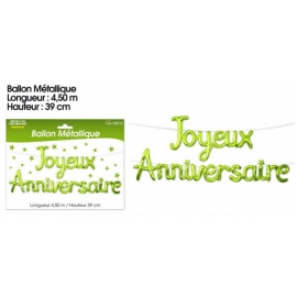 Ballons métalliques joyeux anniversaire - Vert