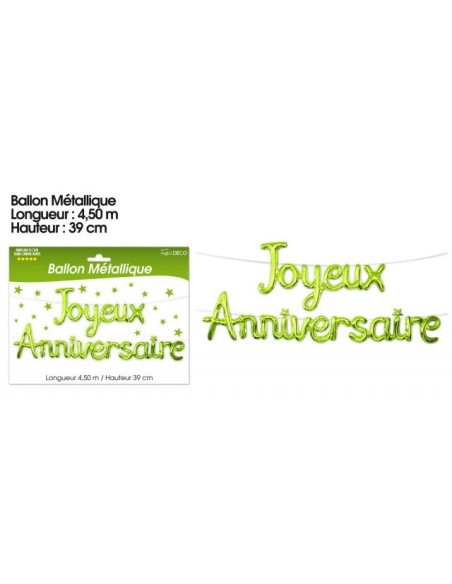 Ballons métalliques joyeux anniversaire - Argent